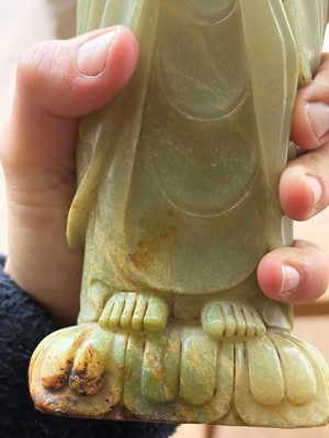 Lot 59 - A Chinese carved jade figure of a Luohan