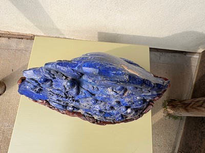 Lot 61 - A Chinese large lapis lazuli figural group