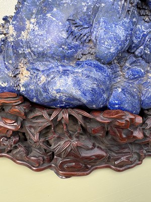 Lot 61 - A Chinese large lapis lazuli figural group