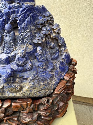 Lot 61 - A Chinese large lapis lazuli figural group