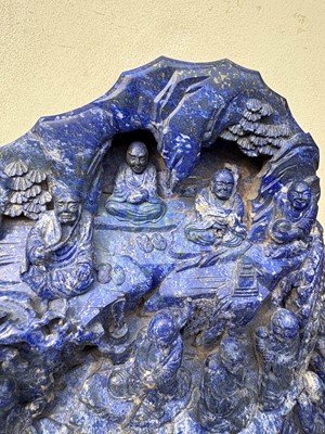 Lot 61 - A Chinese large lapis lazuli figural group