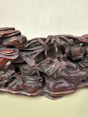 Lot 61 - A Chinese large lapis lazuli figural group