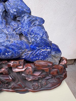 Lot 61 - A Chinese large lapis lazuli figural group