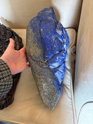 Lot 61 - A Chinese large lapis lazuli figural group