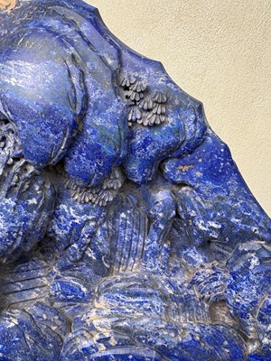 Lot 61 - A Chinese large lapis lazuli figural group