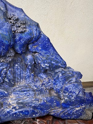 Lot 61 - A Chinese large lapis lazuli figural group