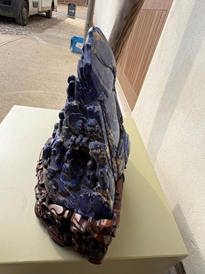 Lot 61 - A Chinese large lapis lazuli figural group