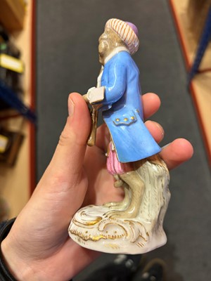 Lot 127 - Two Meissen figures of monkey musicians