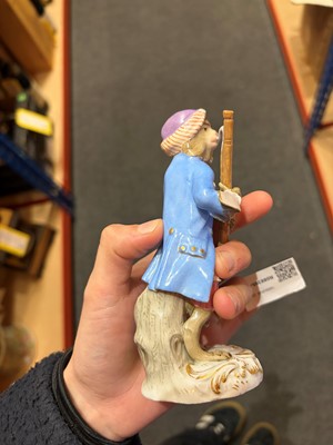 Lot 127 - Two Meissen figures of monkey musicians