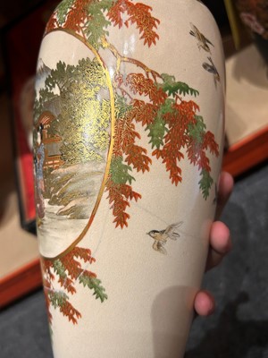Lot 61 - A pair of Japanese satsuma vases