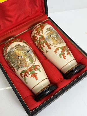Lot 61 - A pair of Japanese satsuma vases