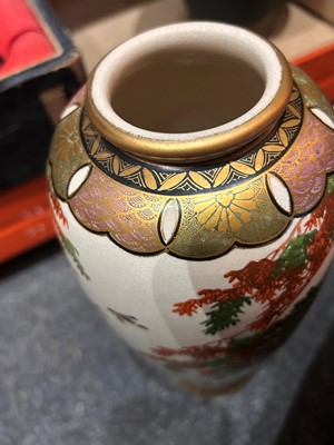 Lot 61 - A pair of Japanese satsuma vases