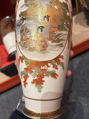 Lot 61 - A pair of Japanese satsuma vases