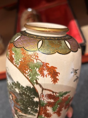 Lot 61 - A pair of Japanese satsuma vases