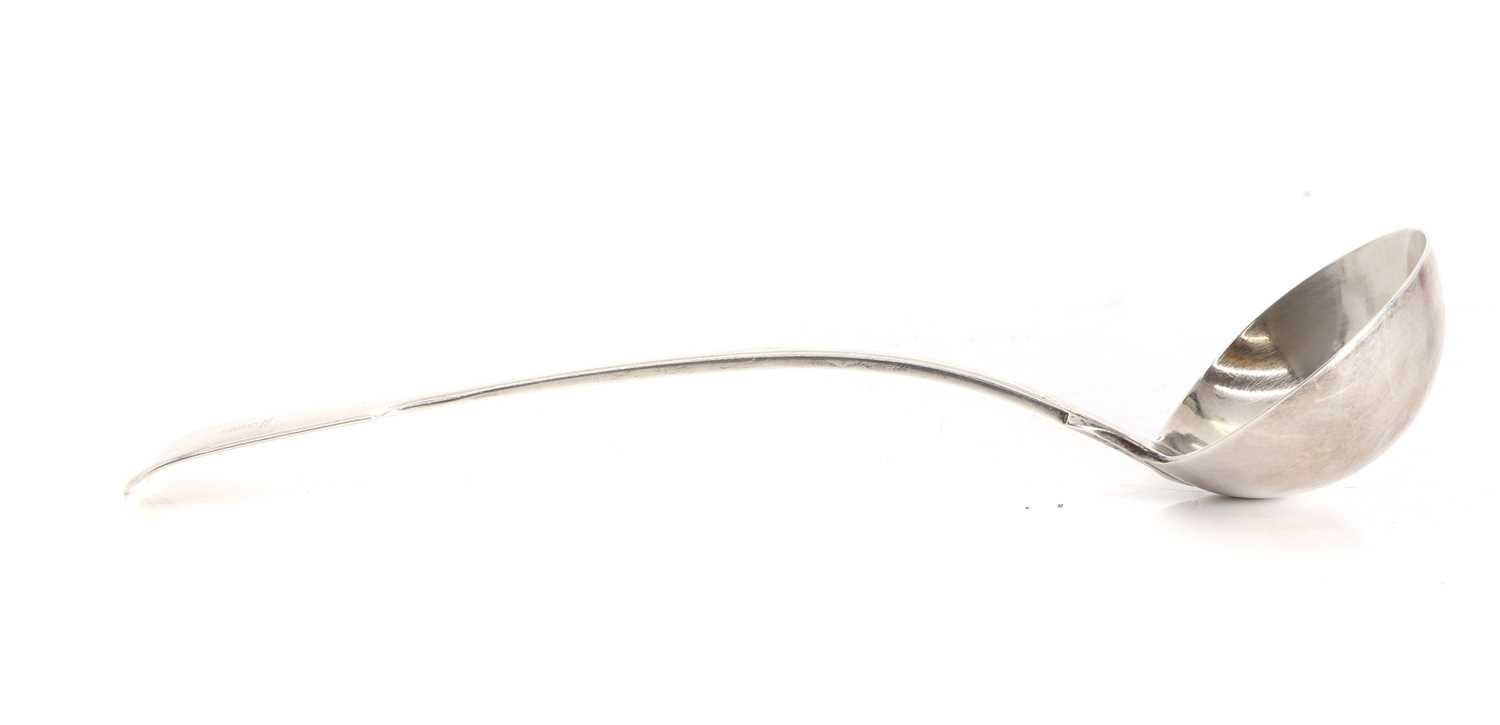 Lot 7 - A Victorian silver fiddle-pattern soup ladle