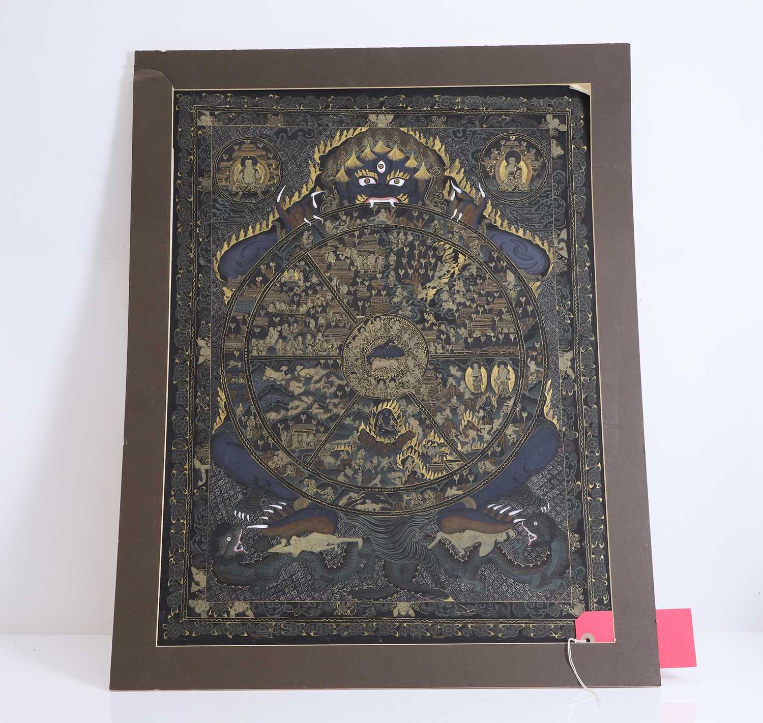 Lot 64 - Tibetan Wheel of Life thangka