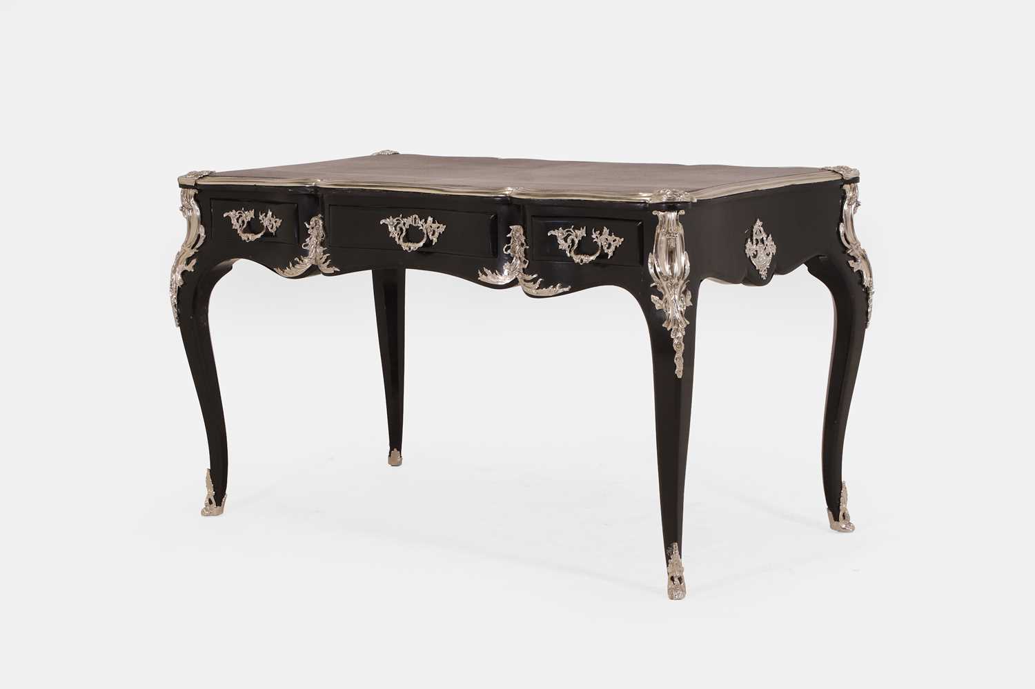 Lot 466 - A Louis XV-style ebonised and shagreen bureau plat