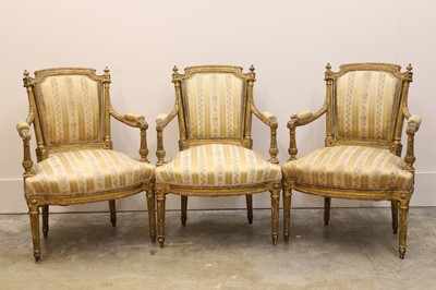 Lot 501 - A set of four Louis XVI style fauteuils