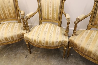 Lot 501 - A set of four Louis XVI style fauteuils
