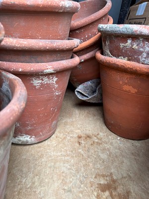 Lot 560 - Sixteen various unglazed terracotta garden pots, and a large conservatory pot