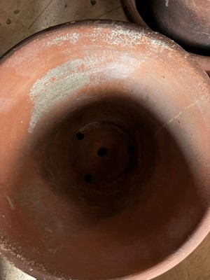Lot 560 - Sixteen various unglazed terracotta garden pots, and a large conservatory pot