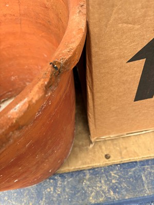Lot 560 - Sixteen various unglazed terracotta garden pots, and a large conservatory pot