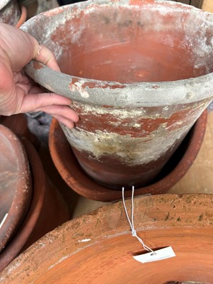 Lot 560 - Sixteen various unglazed terracotta garden pots, and a large conservatory pot