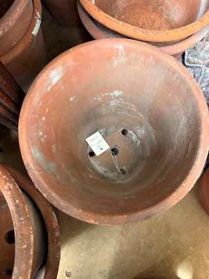 Lot 560 - Sixteen various unglazed terracotta garden pots, and a large conservatory pot