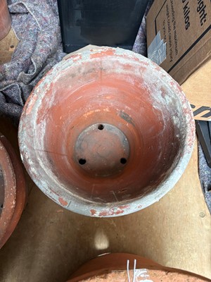 Lot 560 - Sixteen various unglazed terracotta garden pots, and a large conservatory pot