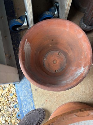 Lot 560 - Sixteen various unglazed terracotta garden pots, and a large conservatory pot