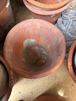 Lot 560 - Sixteen various unglazed terracotta garden pots, and a large conservatory pot