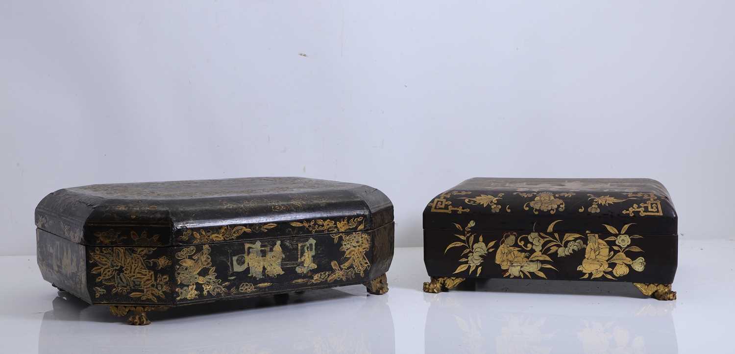 Lot 54 - A Chinese export lacquered games box