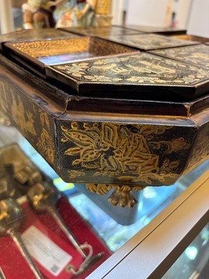 Lot 54 - A Chinese export lacquered games box
