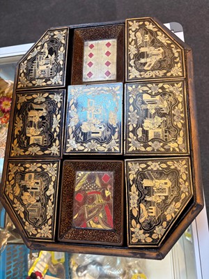 Lot 54 - A Chinese export lacquered games box