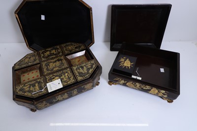 Lot 54 - A Chinese export lacquered games box