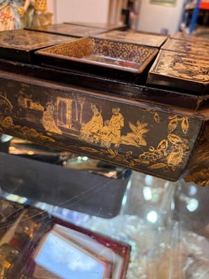 Lot 54 - A Chinese export lacquered games box