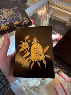 Lot 54 - A Chinese export lacquered games box