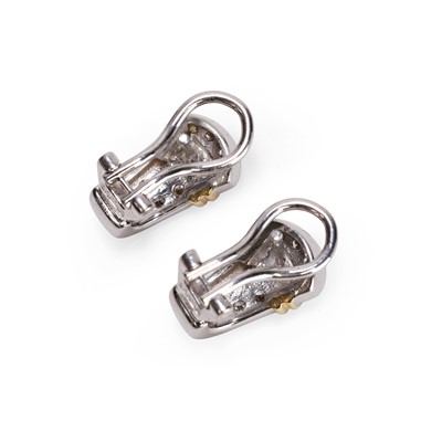 Lot 70 - A pair of 18ct white gold diamond cuff earrings