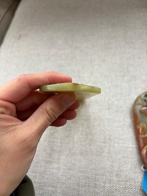Lot 69 - Two Chinese carved jade plaques
