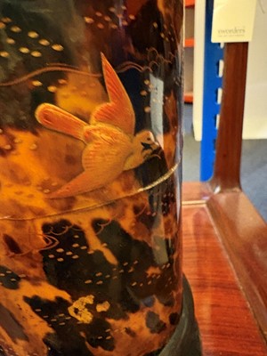 Lot 66 - A pair of tortoiseshell veneered vases
