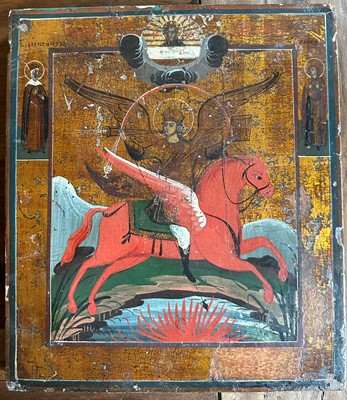 Lot 301 - A Russian icon of the Archangel Michael