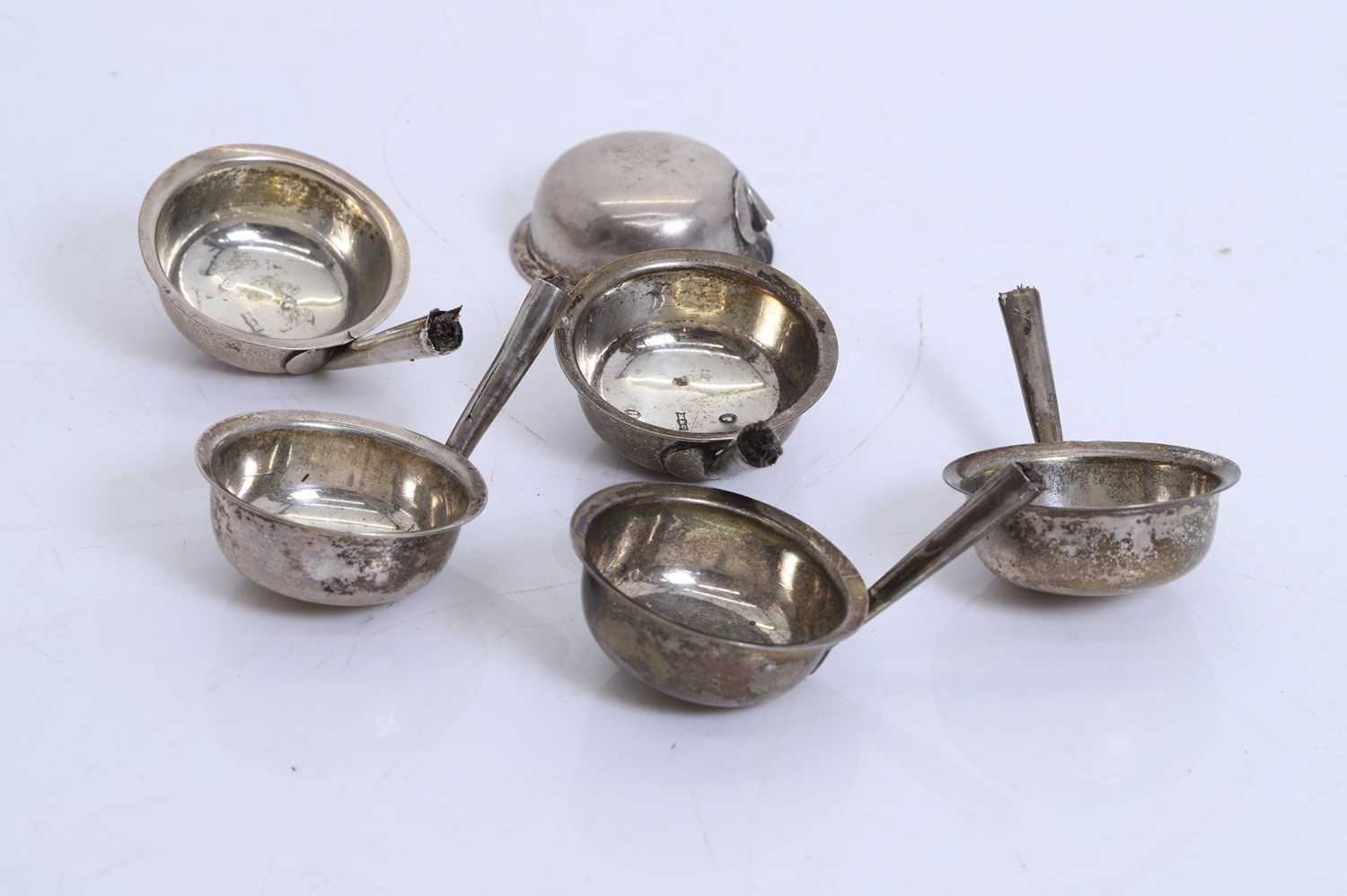 Lot 10 - Six Scottish silver toddy ladle bowls