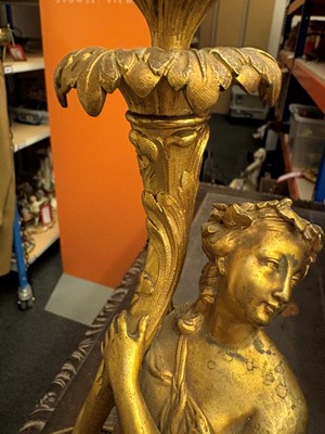 Lot 473 - A pair of gilt metal table lamps