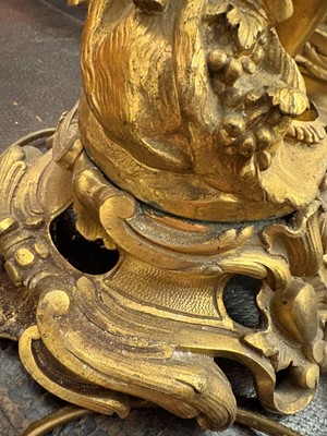 Lot 473 - A pair of gilt metal table lamps