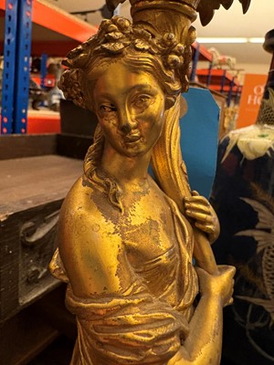 Lot 473 - A pair of gilt metal table lamps
