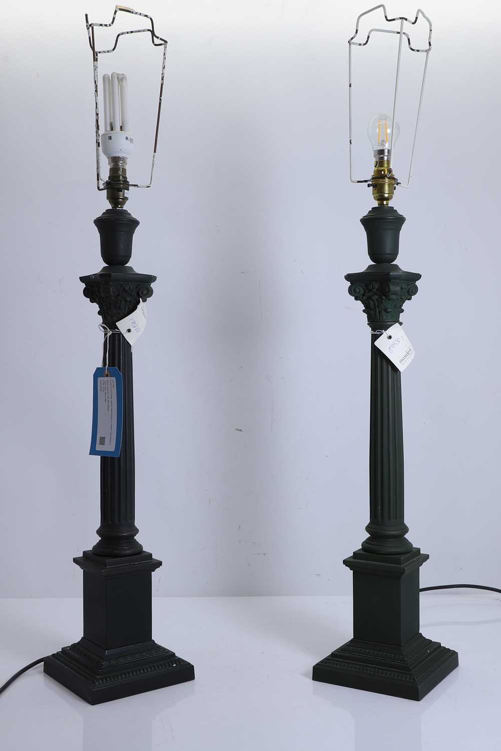 Lot 480 - A pair of Corinthian column table lamps