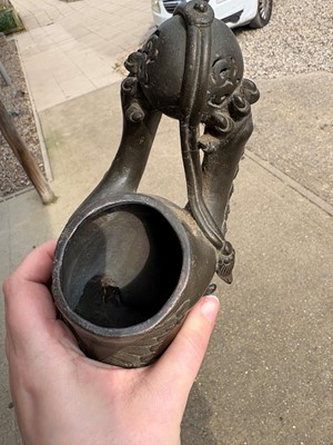 Lot 62 - A Chinese bronze Buddhist lion (shishi) incense burner