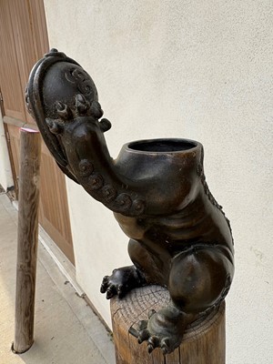 Lot 62 - A Chinese bronze Buddhist lion (shishi) incense burner