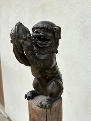 Lot 62 - A Chinese bronze Buddhist lion (shishi) incense burner