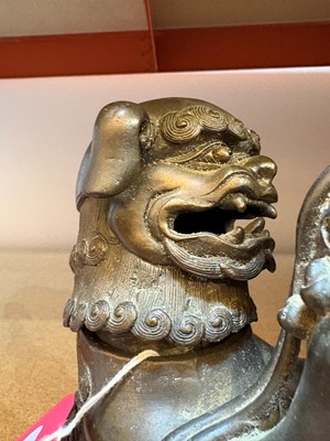 Lot 62 - A Chinese bronze Buddhist lion (shishi) incense burner